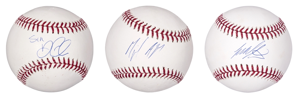 Lot of (3) New York Yankees Signed OML Manfred Baseballs: Gregorius, Andujar & Austin (Steiner)